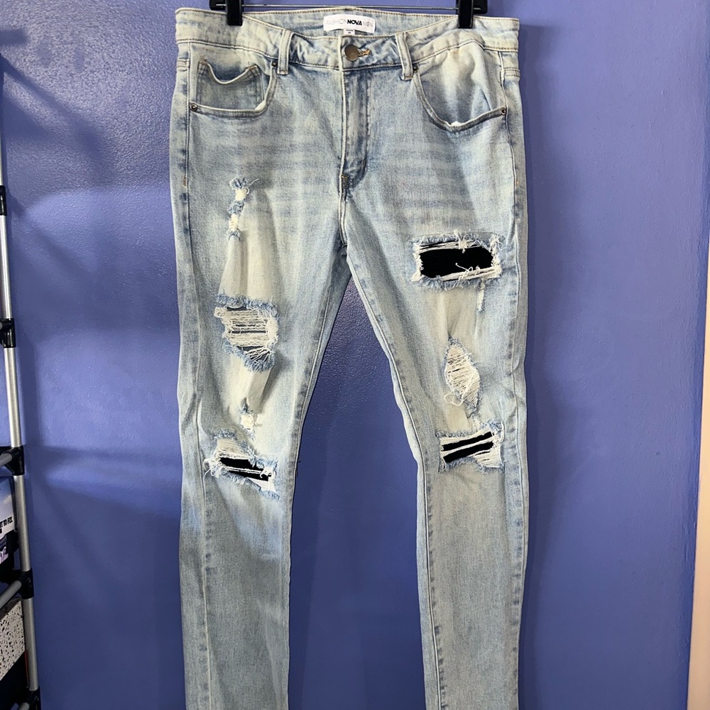 Fashion Nova Men's Light Blue Jeans
